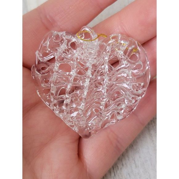 Clear acrylic woven heart ornaments Xmas decor - Picture 2 of 4
